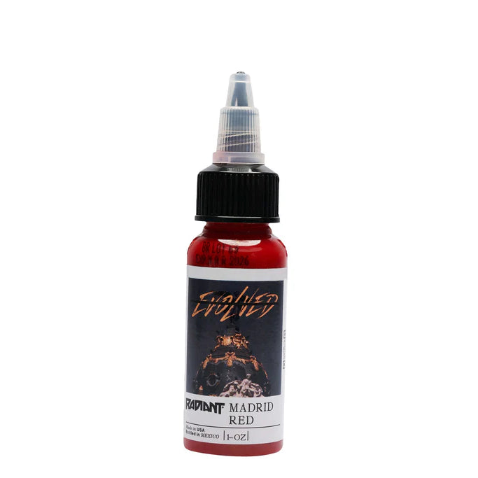 Tinta de tatuaje profesional Radiant Evolved color Madrid Red 30 ml (1 oz)