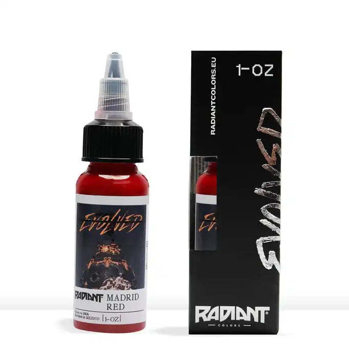 Tinta de tatuaje profesional Radiant Evolved color Madrid Red 30 ml (1 oz)