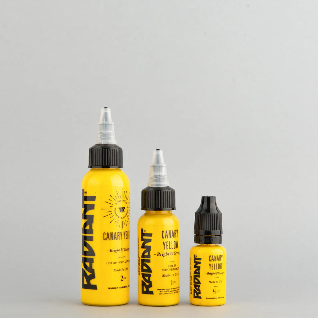 Tinta de tatuaje artística Radiant Ink color Canary Yellow 30 ml (1 oz)