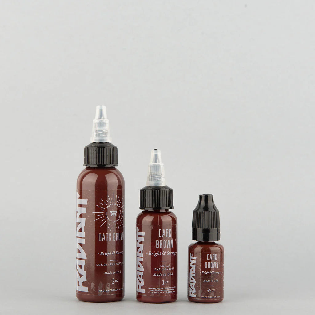 Tinta de tatuaje artística Radiant Ink color Dark Brown 30 ml (1 oz)