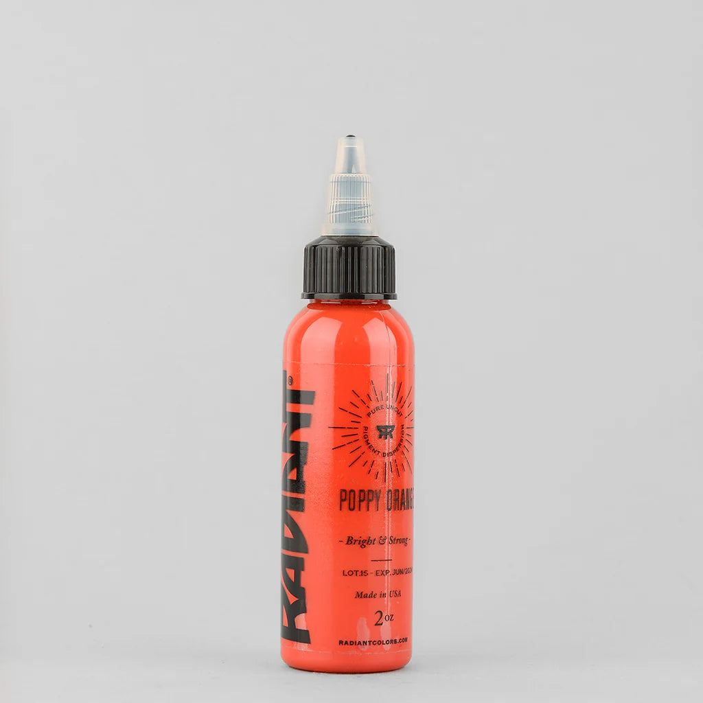 Tinta de tatuaje artística Radiant Ink color Poppy Orange 30 ml (1 oz)