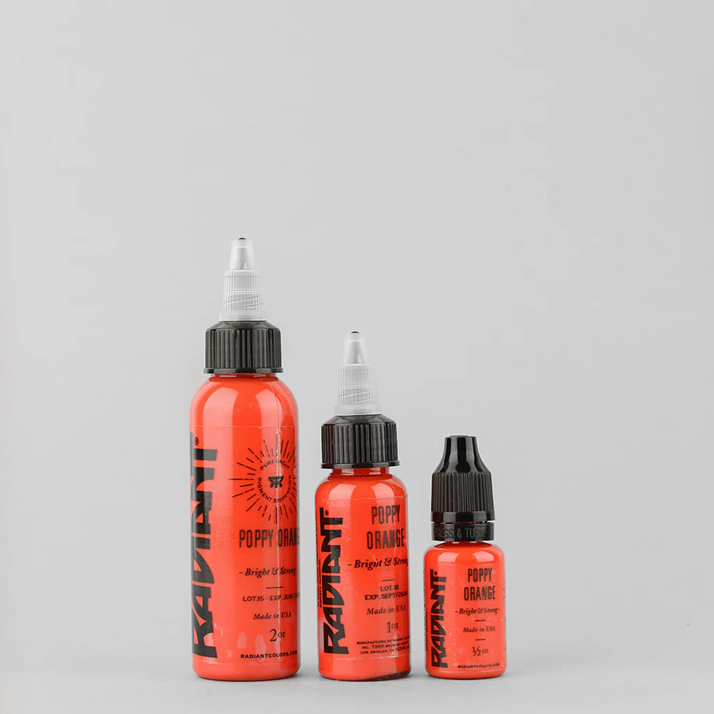 Tinta de tatuaje artística Radiant Ink color Poppy Orange 30 ml (1 oz)