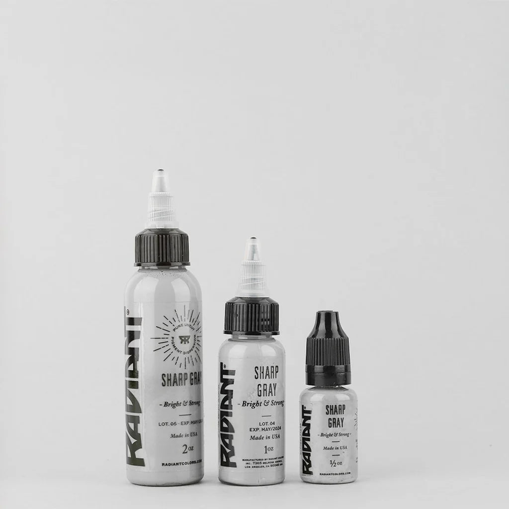 Tinta de tatuaje artística Radiant Ink color Sharp Gray 30 ml (1 oz)